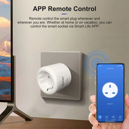 Tuya Zigbee Smart Plug 20A Smart Home Outlet Socket EU 4200W with Power Monitor Function Supports Alexa Alice Hey Google